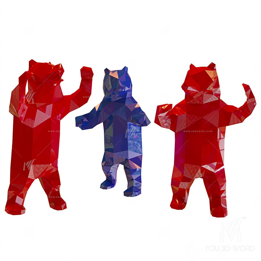 Brown bear low poly